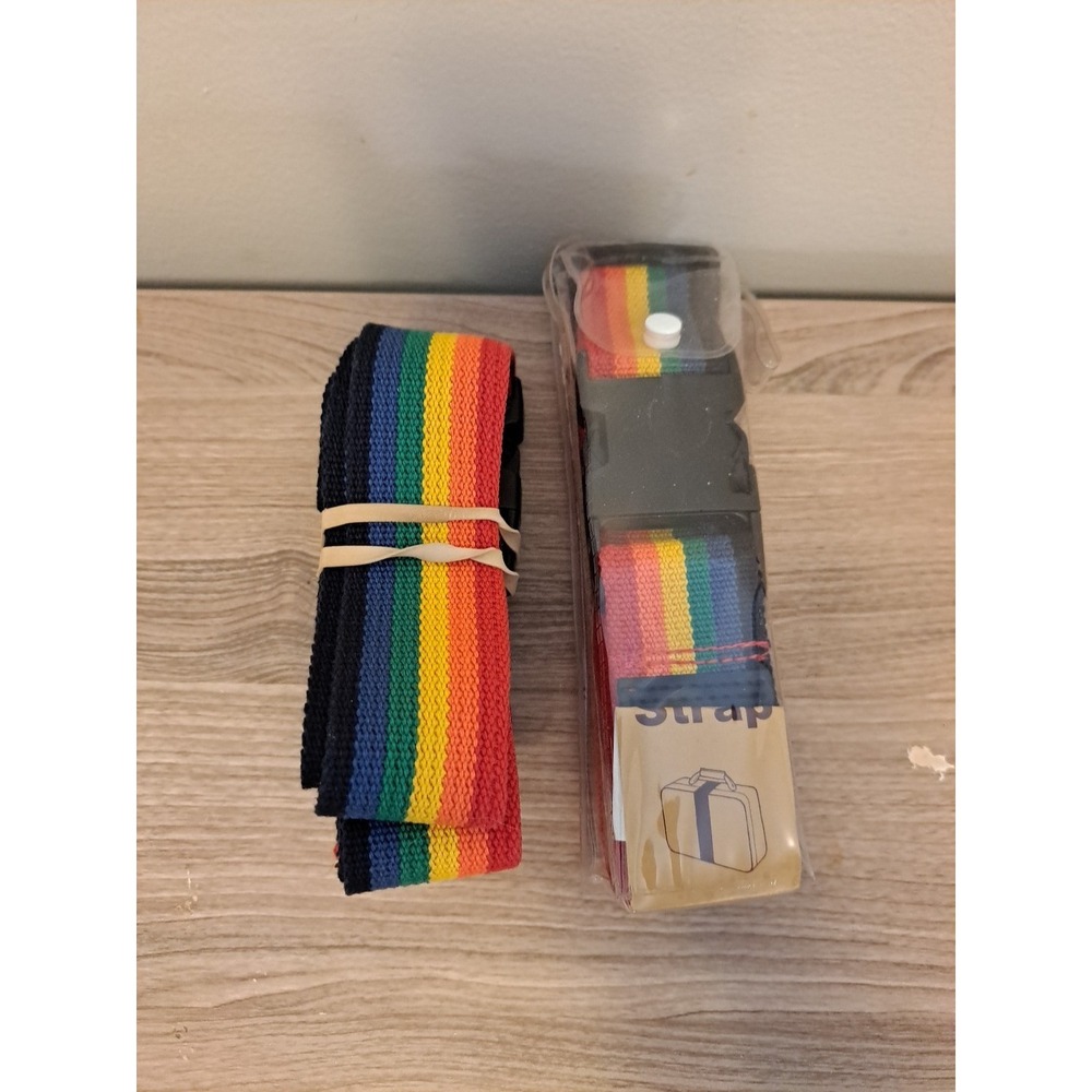 Vintage Rainbow Luggage Strap Adjustable 76" Lot of 2 NIB!